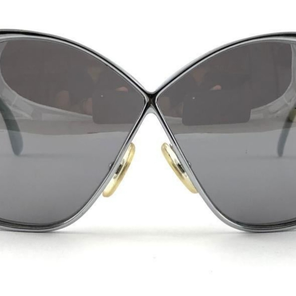 Vintage Christian Dior 2056 75 Butterfly Silver & Green Sunglasses